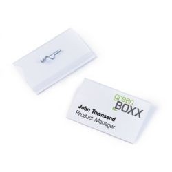 Pin Name Badge 54X90mm Clear Box of 50