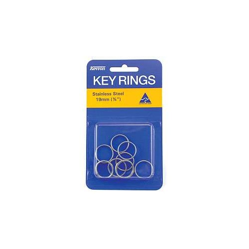 Kevron 19mm Keyrings Stainless Steel card 10s