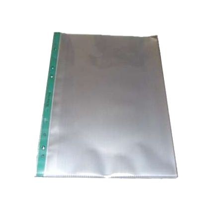 Plastic Pockets A4 50m Green strip Bx100
