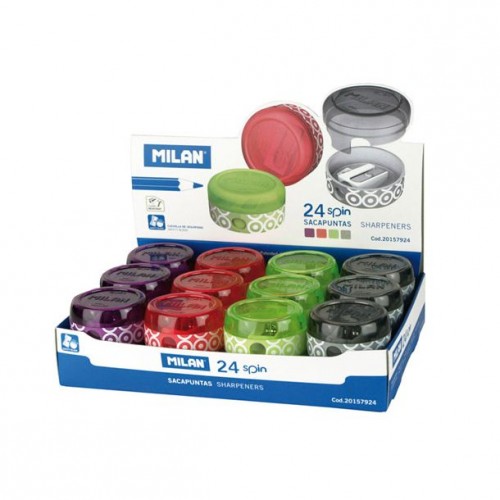 Milan Pencil Sharpener spin Ast Cols Bx24
