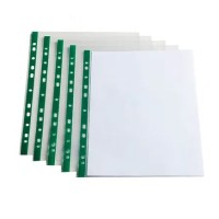 Plastic Pockets A4 50m Green strip Bx100