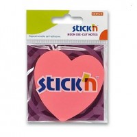 Stickn Heart Shape Note 70x70mm Pink Pk12
