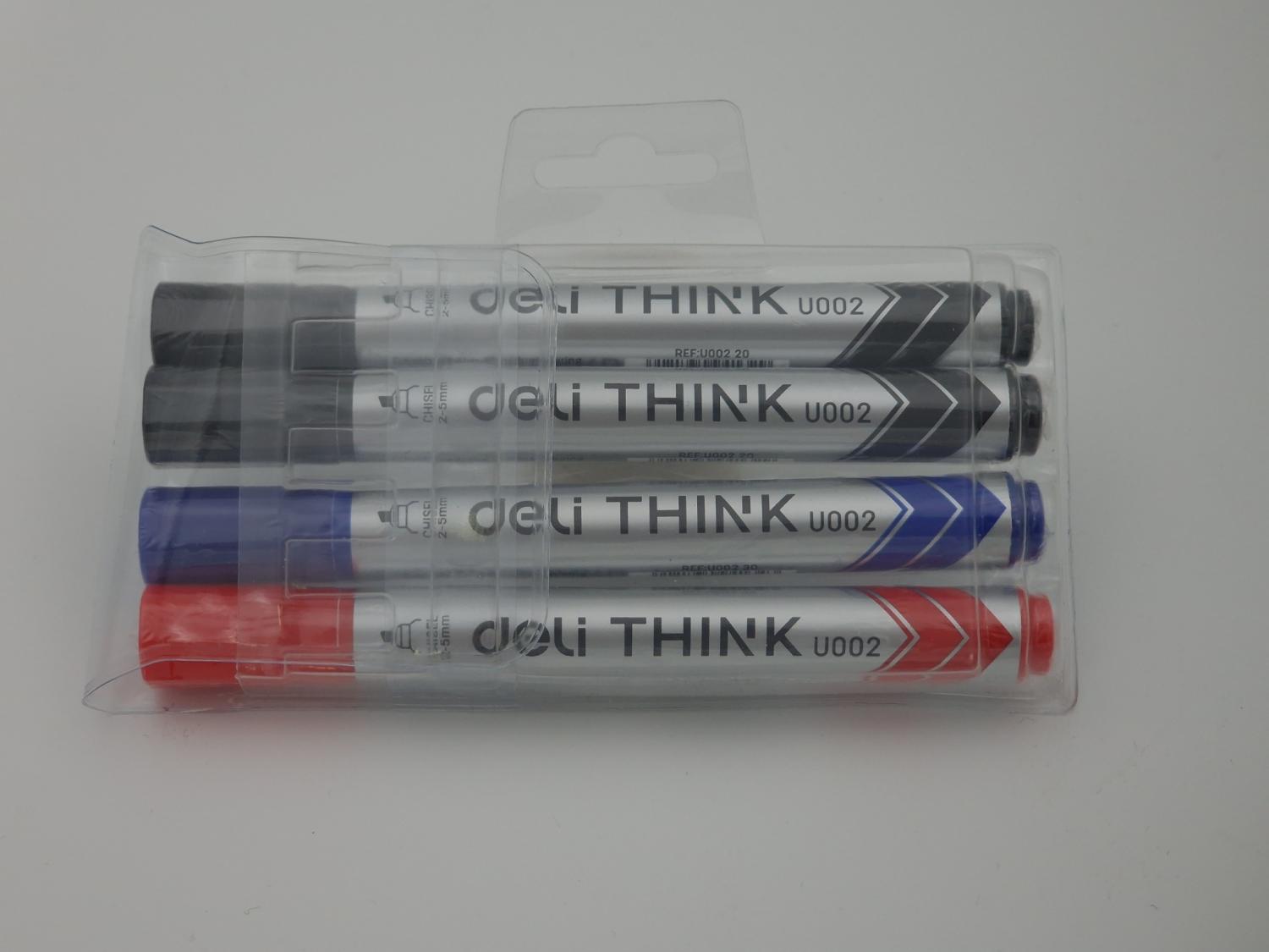 Deli Think Whiteboard Marker Chisel Tip Wallet 4