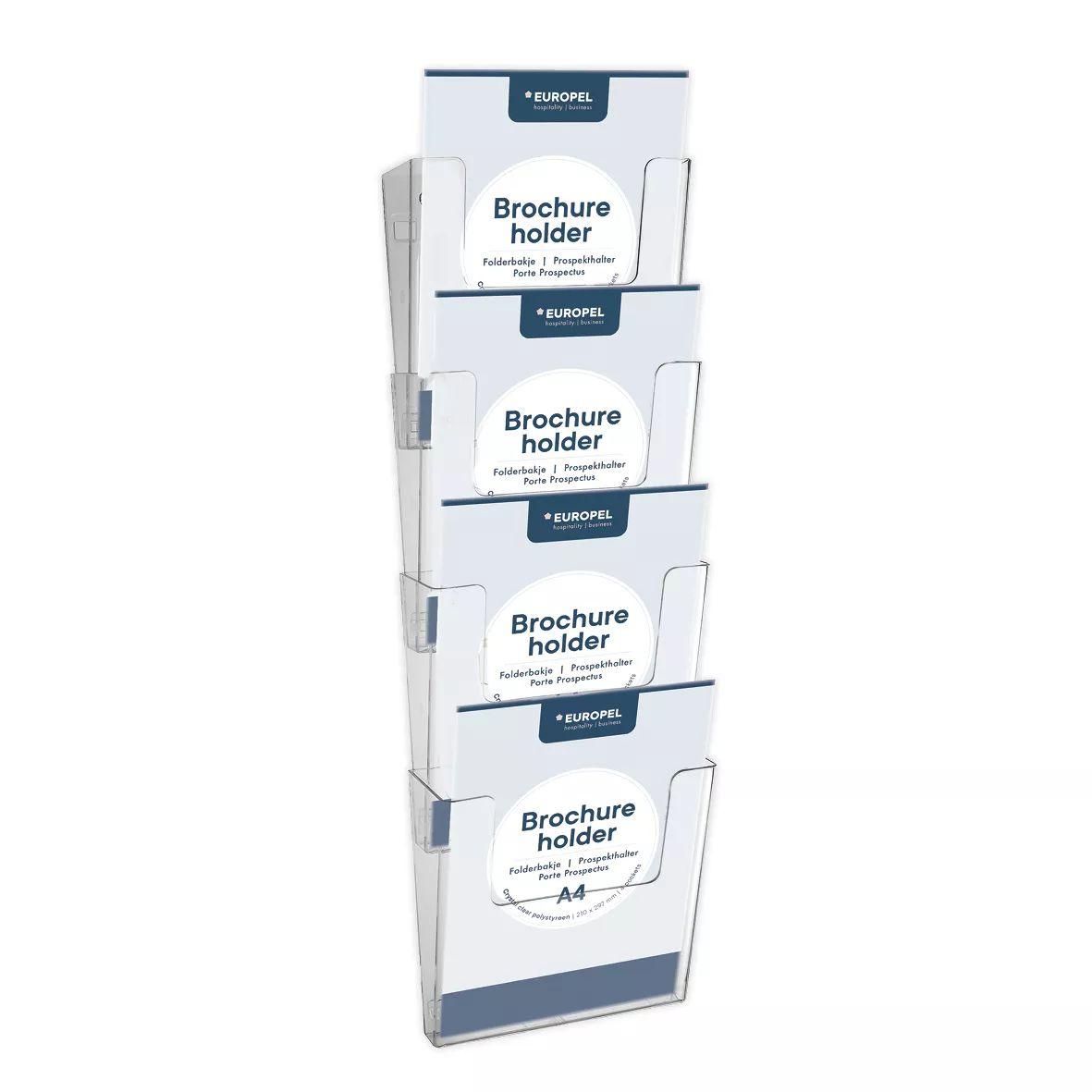 Europel Wall Brochure holder A4 portrait connectable Bx4