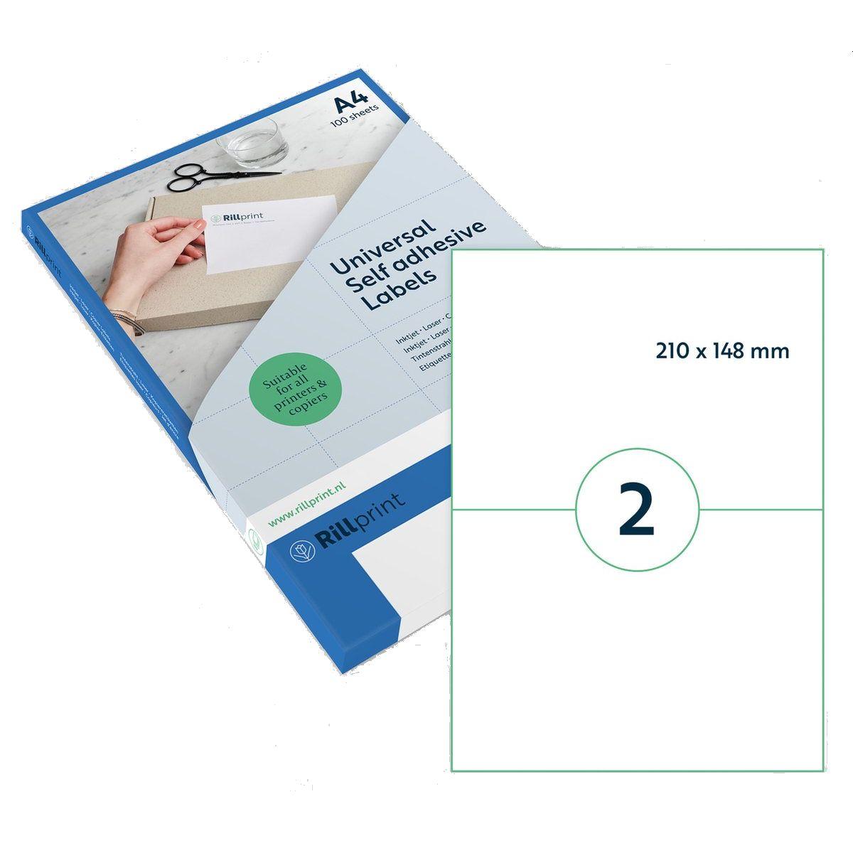 Universal Labels A4 210x148mm 2up Bx100