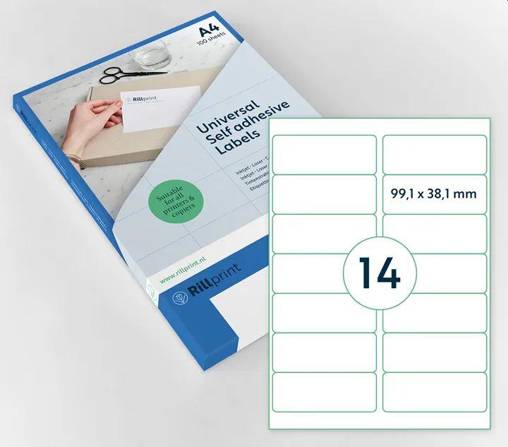 Universal Labels A4 99x38mm 14up Bx100