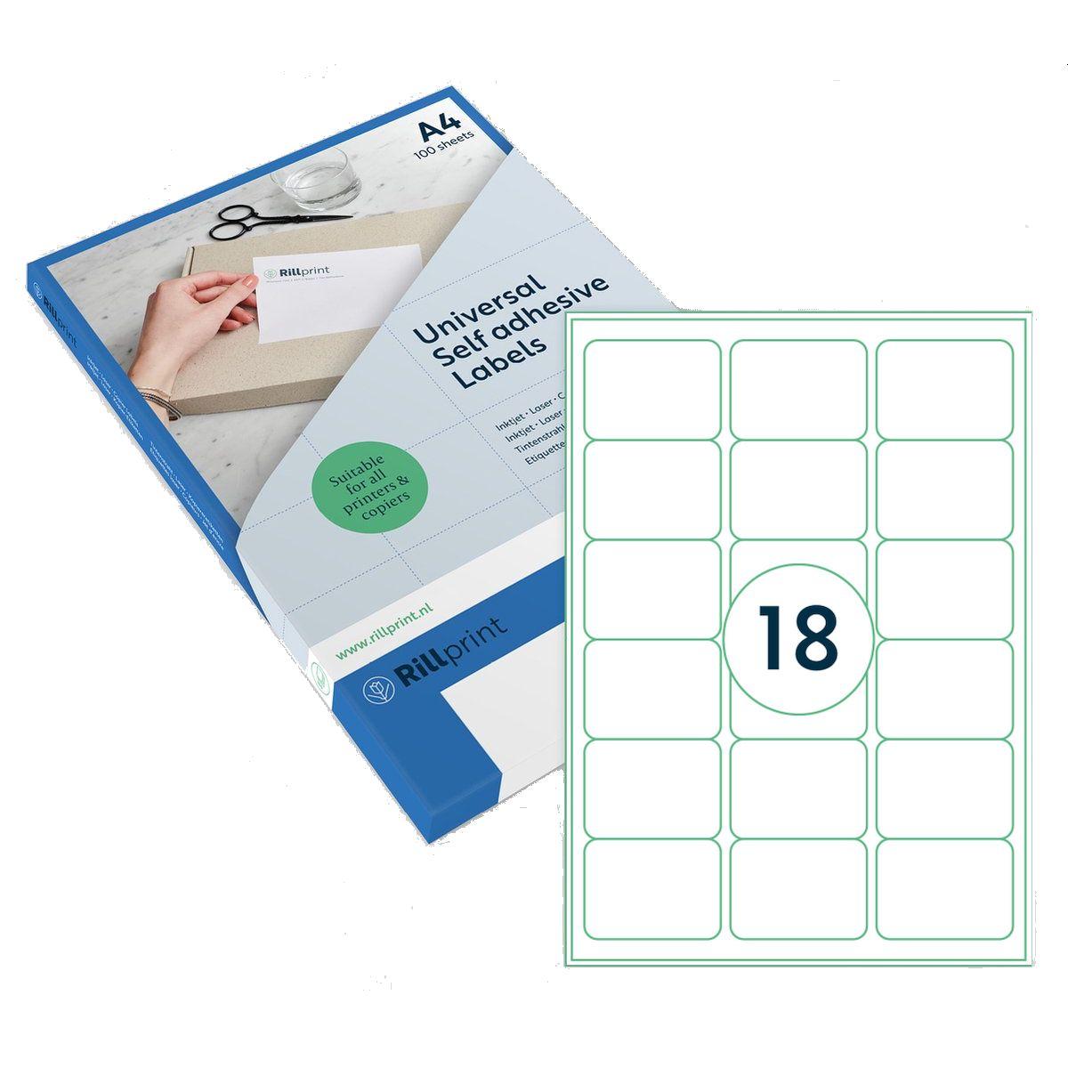 Universal Labels A4 64x47mm18up Bx100