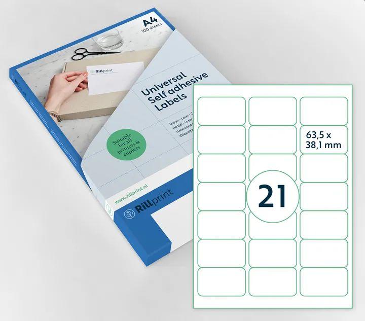 Universal Labels A4 64x38mm 21up Bx100