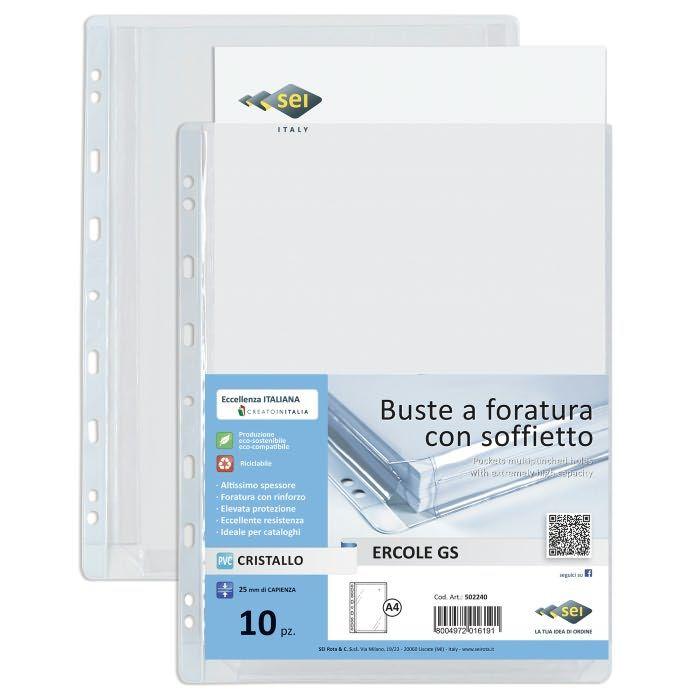 SEI Ercole Expanding Punched Pocket PVC 25mm Gusset Pk10