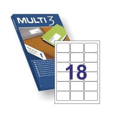 Multi3 Laser/Inkjet Labels 18up 63.5x46.6mm Bx100