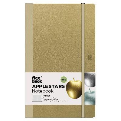 Flex Apple Stars Notebook 13x21cm Ruled Gold