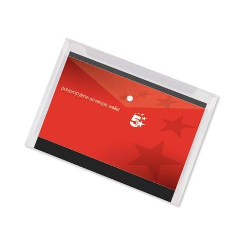 10 Clear A3 Plastic Envelope Popper File Document Wallets Folder Pocket by 5 Star Office, PRM1043