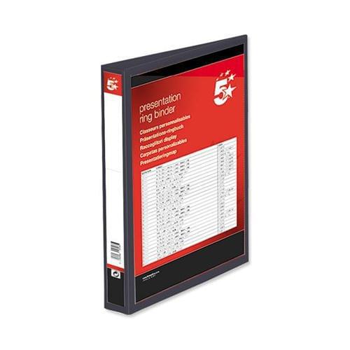 30 A4 Presentation Ring Binders 25mm1 Capacity - 4 D Rings Black by 5 Star Office, PRM1264