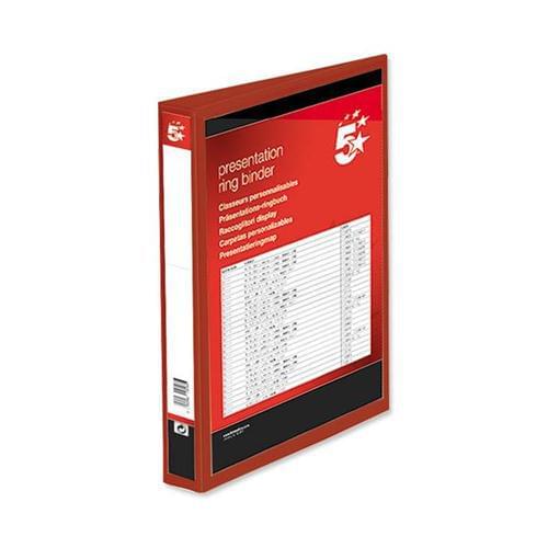 40 A4 Presentation Display Binder Folders 25mm Red 4D PVC Ring File by 5 Star Office, PRM1355