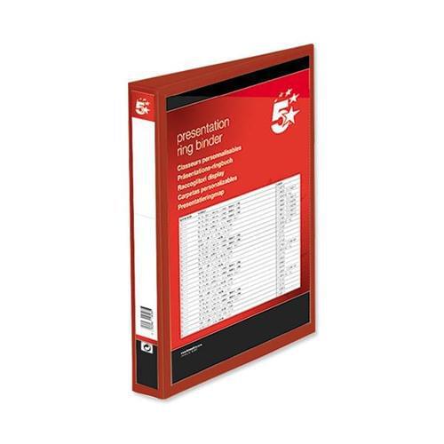30 A4 Presentation Display Binder Folders 38mm Red PVC 4 Ring File by 5 Star Office, PRM1271
