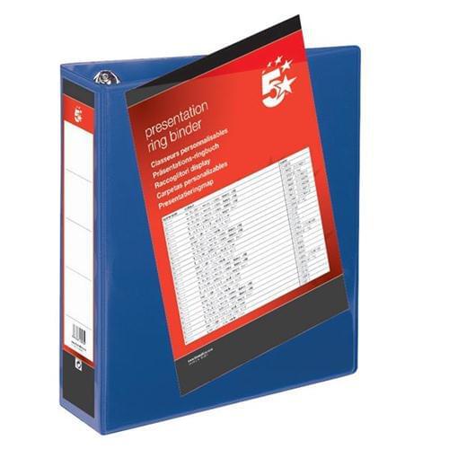 50 A4 Presentation Display Binder Folders 50mm Blue PVC 4 Ring File by 5 Star Office, PRM1455