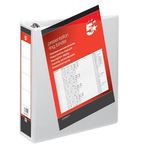 40 A4 Presentation Display Binder Folders 65mm White PVC 4 Ring File by 5 Star Office, PRM1371
