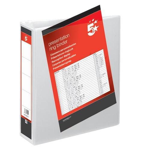 20 A4 Presentation Display Binder Folders 65mm White PVC 2 Ring File by 5 Star Office, PRM1063