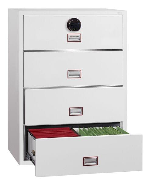 Phoenix World Class Lateral Fire File FS2414F 4 Drawer Filing Cabinet with Fingerprint Lock by Phoenix, PSFS2414F