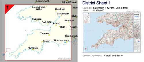 District 1 S.W England S.Wales Map by Office Star Group, MAP002