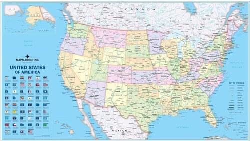 Usa Political Map Laminated Usa_Pol by Office Star Group, MAP018