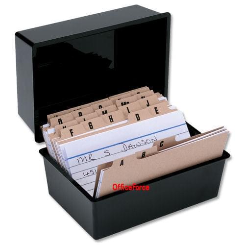 Black Record Card Box with 300 Cards and A-Z Index 5X3 127x76mm by 5 Star Office, PRM1001