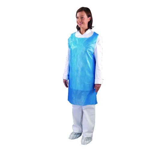 Disposable Plastic Aprons Blue Flat Pack Box of 100