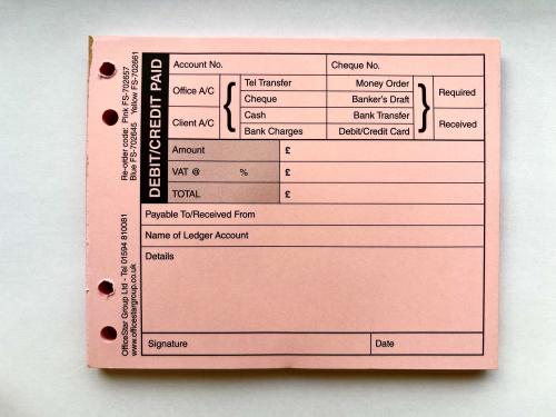 buy credit debit slips in a pad