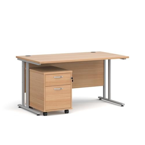 Straight Rectangular Office Desk with Pedestal by Dams International, DESK2
