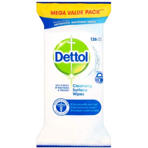 Dettol Antibacterial Cleaning Wet Wipes for Surfaces - Large - 6 Pack x 126 - Bulk Buy 756 Wipes