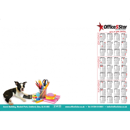 Wilson A2 Large Paper Desk Jotter Sheet Pad Calendar Year 2020-2021-2022 by , DOGDESKPAD