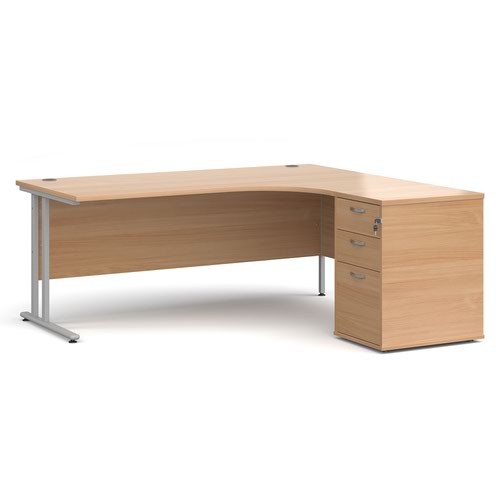Ergonomic Corner Office Desk with Pedestal by Dams International, DESK5