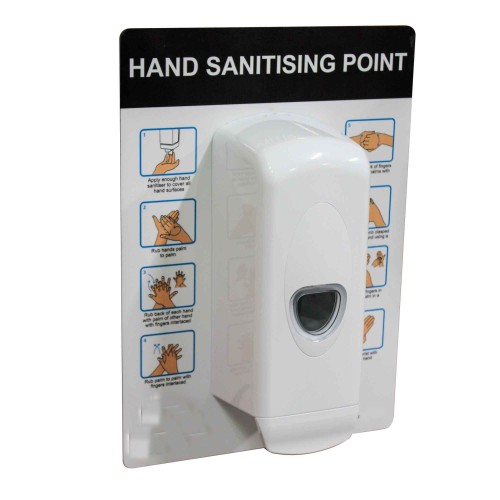 Hand Sanitising Station - Dispenser for Liquid or Gel Hand Sanitiser & Backboard Sign