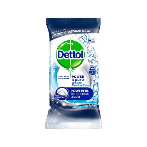 Dettol Antibacterial Power Cleaning Wipes for Surfaces Pack of 70 - Bulk Buy or Singles