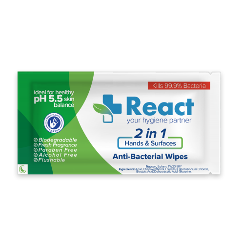 100 Individually Wrapped Antibacterial Cleaning Sanitizing Single Wet Wipes Eco Biodegradable Plastic Free for Hands and Surfaces
