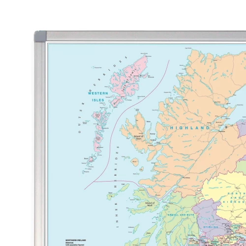 Framed Road Map of Scotland Aluminium Ferry Routes-Cities-Towns-A & B Roads M/Ways MAP023 Buy online at Office 5Star or contact us Tel 01594 810081 for assistance