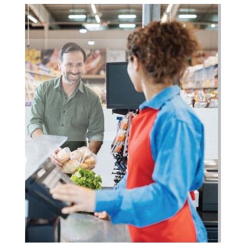 Hanging Clear Protective Suspension Partition Screens 150x100 for Reception Desks - Retail Shops - Medical Practices