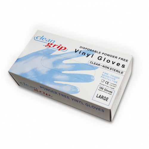 Cleangrip Clear Vinyl Disposable Gloves Powder-Free Medium