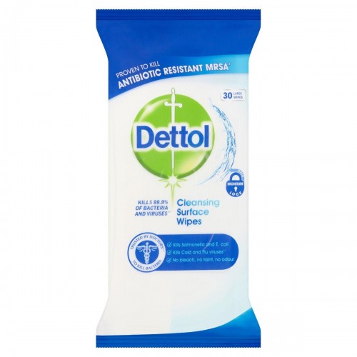 Dettol Antibacterial Cleaning Wet Wipes for Surfaces - Large - Pack of 30 - Bulk Buy or Singles