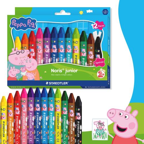 Noris Junior X Peppa Pig Wax Crayons 12 Asst Colours
