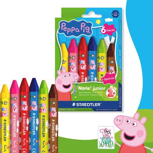 Noris Junior X Peppa Pig Wax Crayons 6 Asst Colours