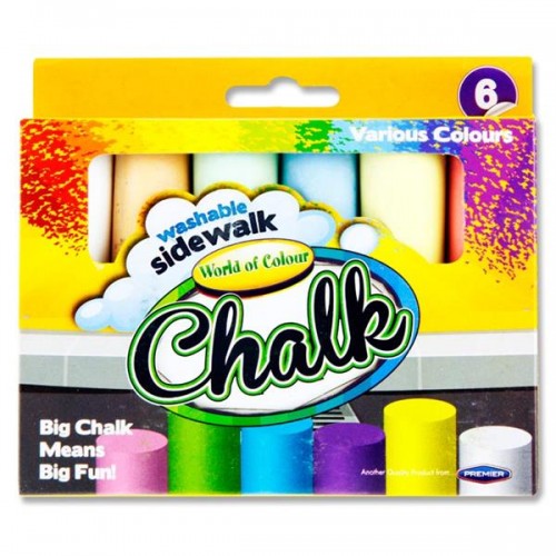 Woc Box 6 Jumbo Sidewalk Chalk - Coloured