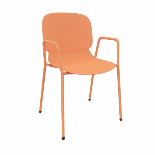 LORCA VI 4 legged chair with armrest in Coral