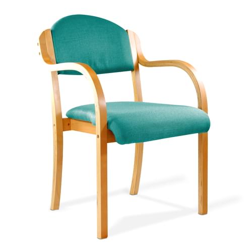 Beech Framed Stackable Side Armchair with Upholstered and Padded Seat and Backrest
