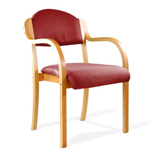 Beech Framed Stackable Side Armchair with Upholstered and Padded Seat and Backrest