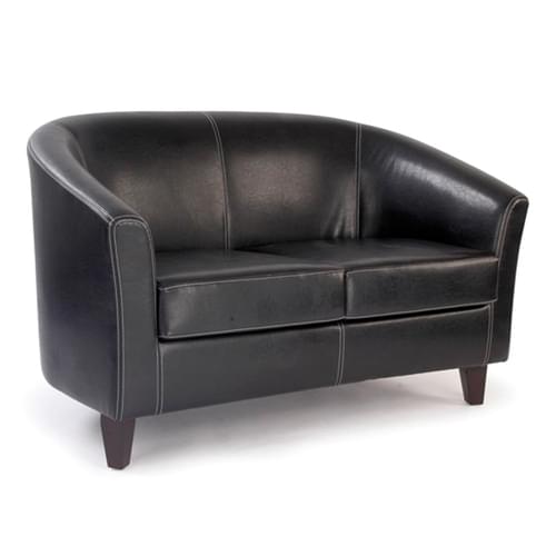 High Back Tub Style Armchair Upholstered in a durable Leather Effect Finish - Brown