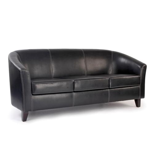 High Back Tub Style Armchair Upholstered in a durable Leather Effect Finish - Brown