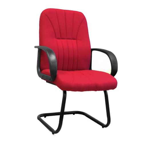 Cantilever Framed visitor Armchair with Sculptured High Back and Fan Stitching Pattern Design