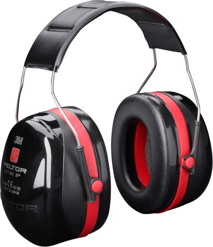 3M™ PELTOR™ Optime™ III Earmuffs, Black/Red, Headband