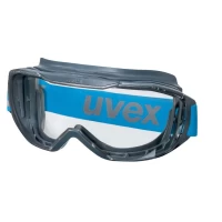 uvex® Megasonic PC Clear Lens - Anthracite & Blue Frame - Safety Goggles EN166, EN170